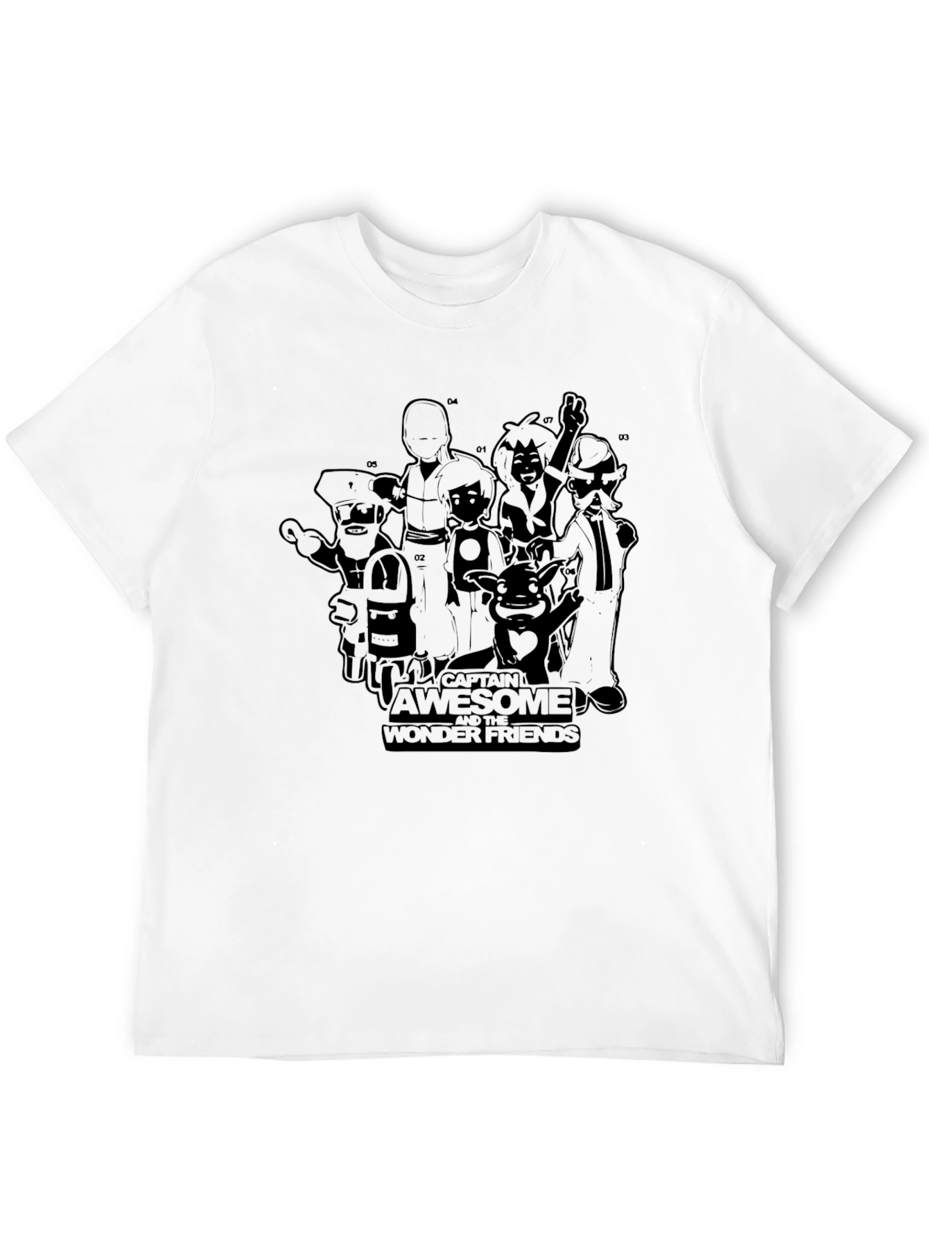 Captain Awesome and the Wonder Friends Black T-Shirt