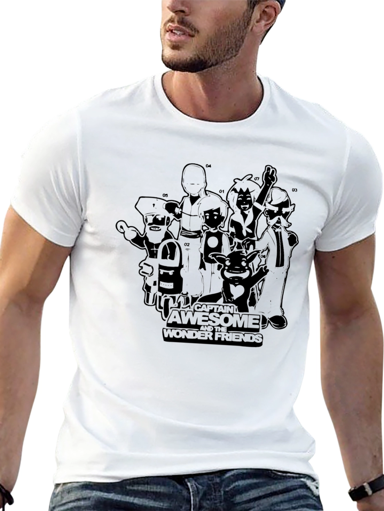 Captain Awesome and the Wonder Friends Black T-Shirt