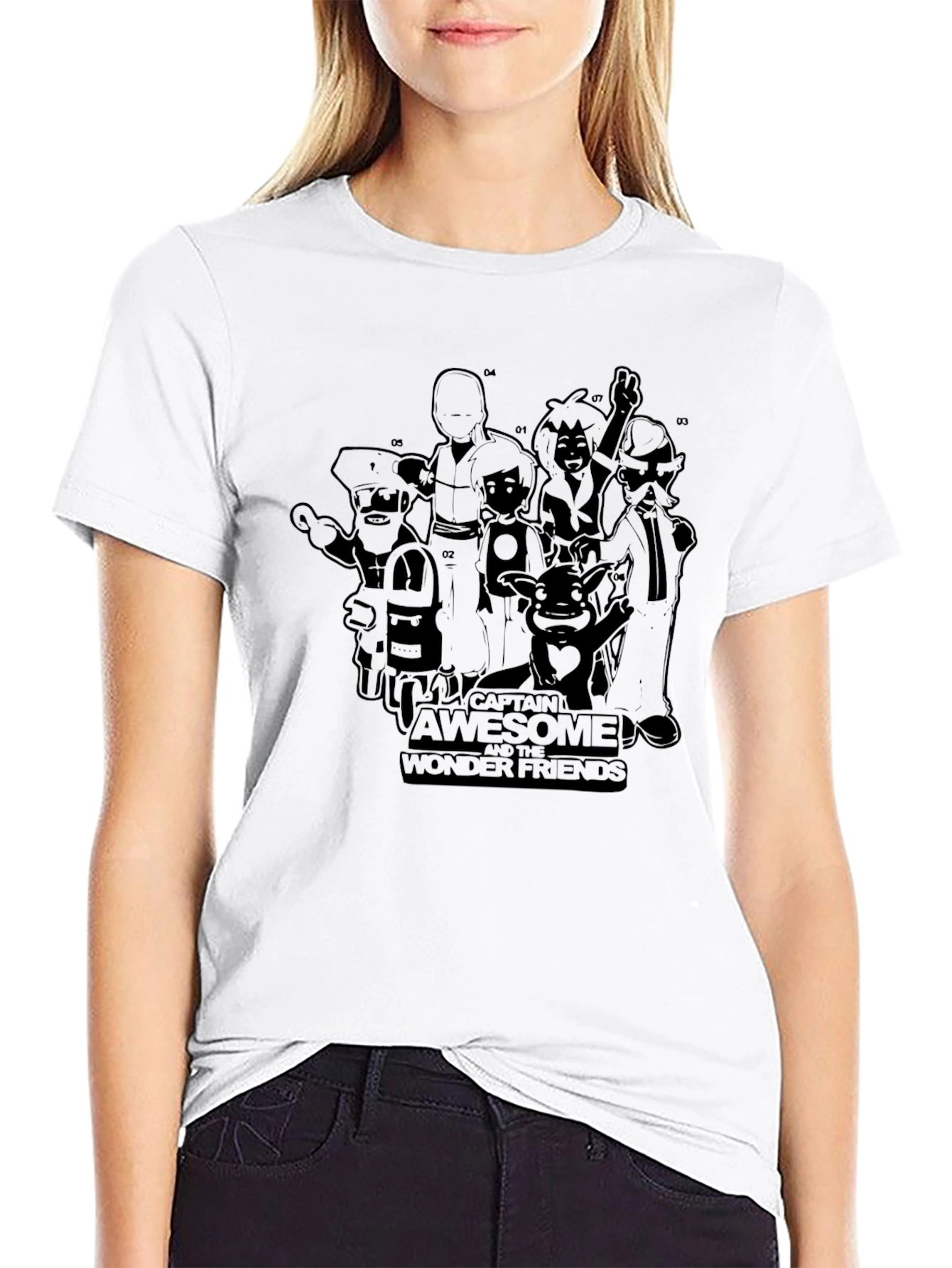 Captain Awesome and the Wonder Friends Black T-Shirt