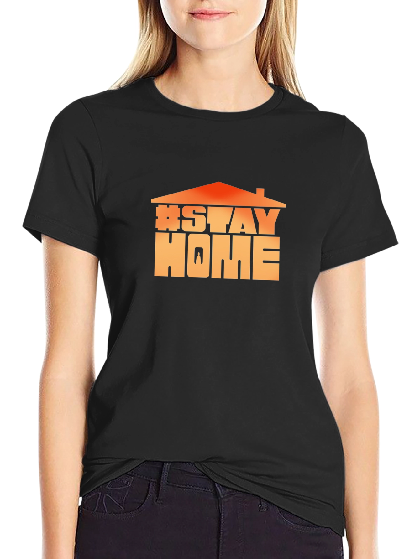Stay Home Graphic Tee - Black Cotton Comfort