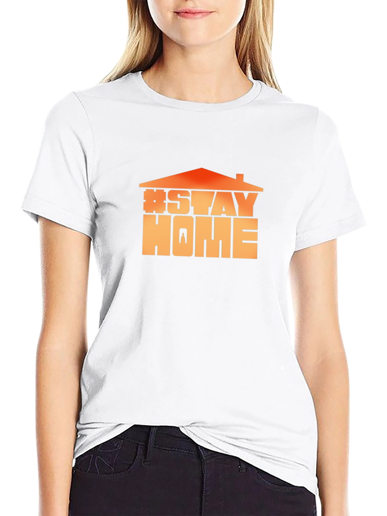 Stay Home Graphic Tee - Black Cotton Comfort