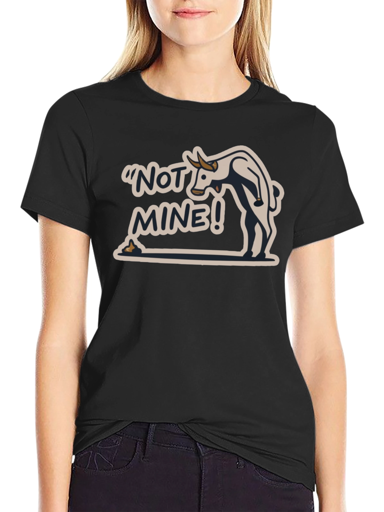 Not Mine! Bull Humor Black T-Shirt