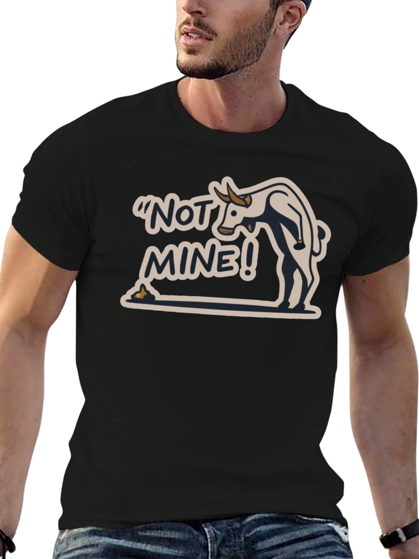 Not Mine! Bull Humor Black T-Shirt