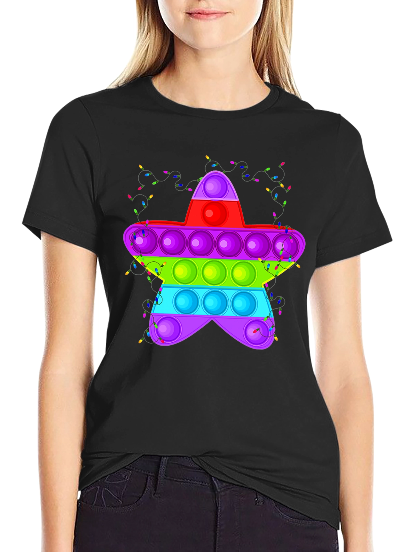 Pop It Star Black T-Shirt Novelty Graphic Tee