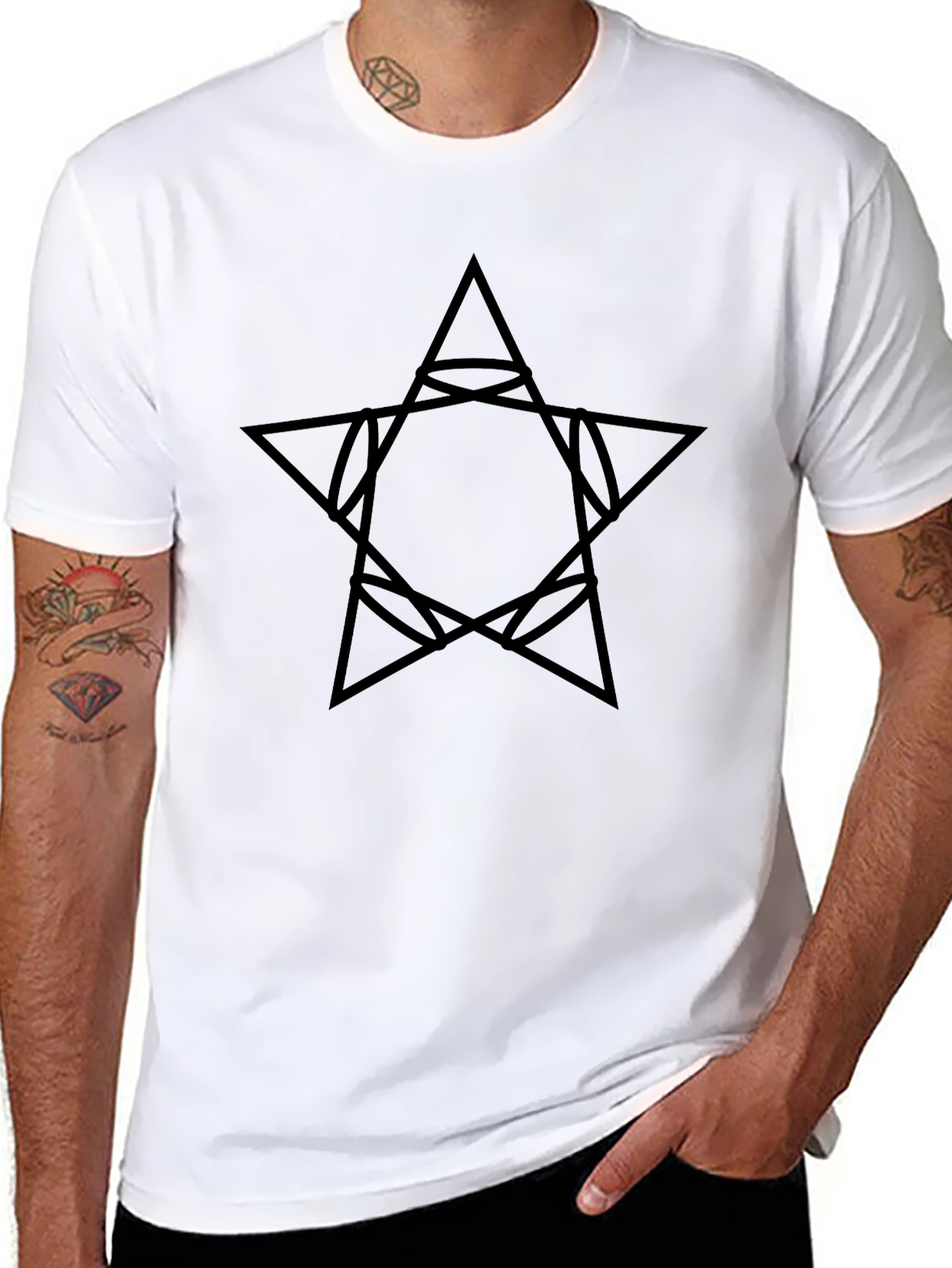 Geometric Star Graphic Black T-Shirt
