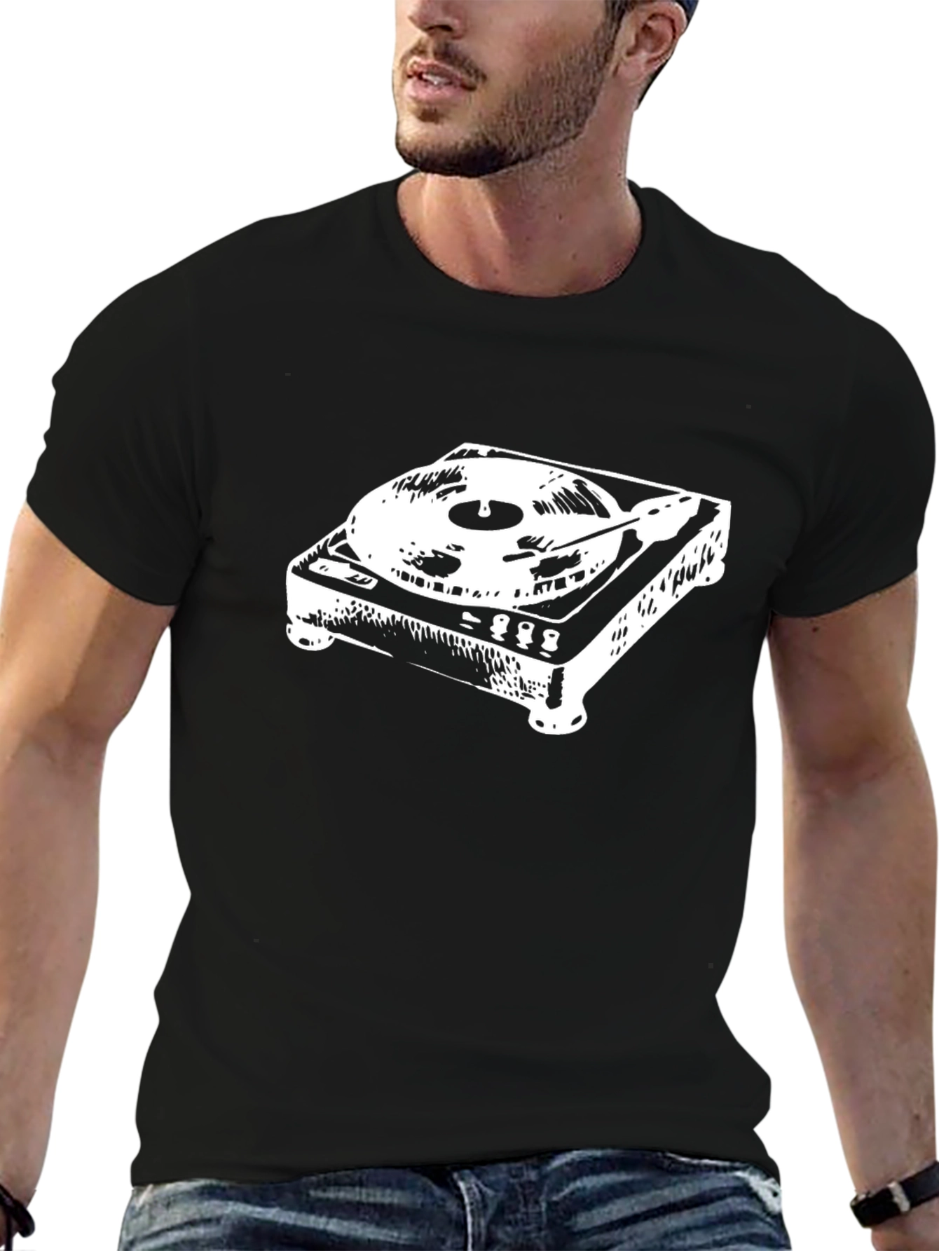 DJ Turntable Graphic T-Shirt - Black