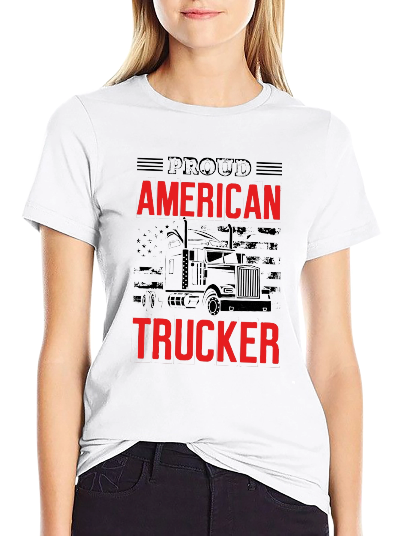 Proud American Trucker Graphic T-Shirt