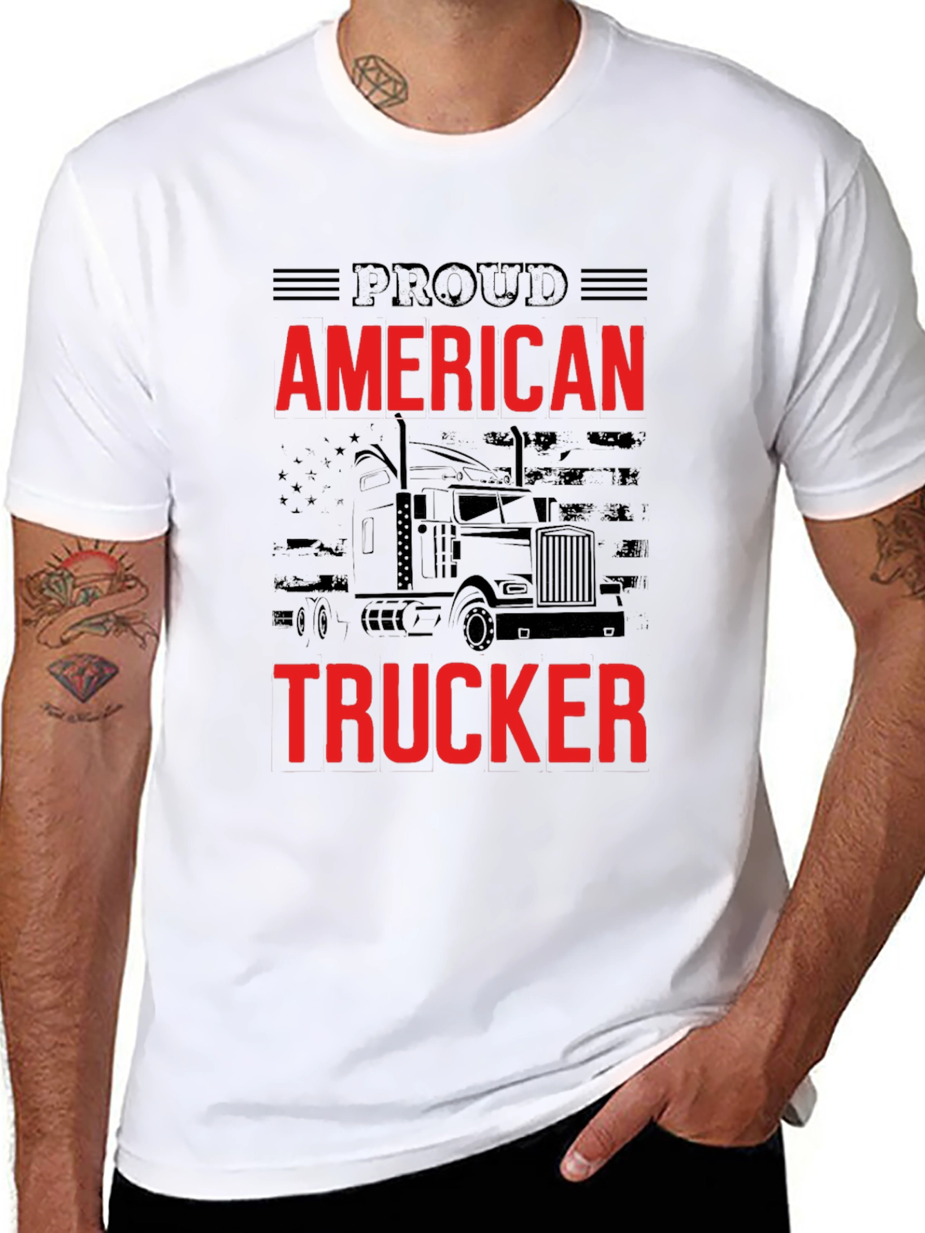Proud American Trucker Graphic T-Shirt