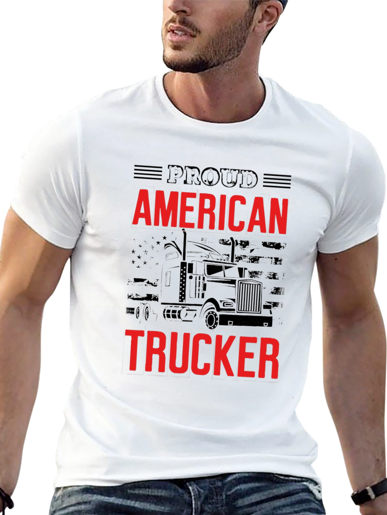 Proud American Trucker Graphic T-Shirt
