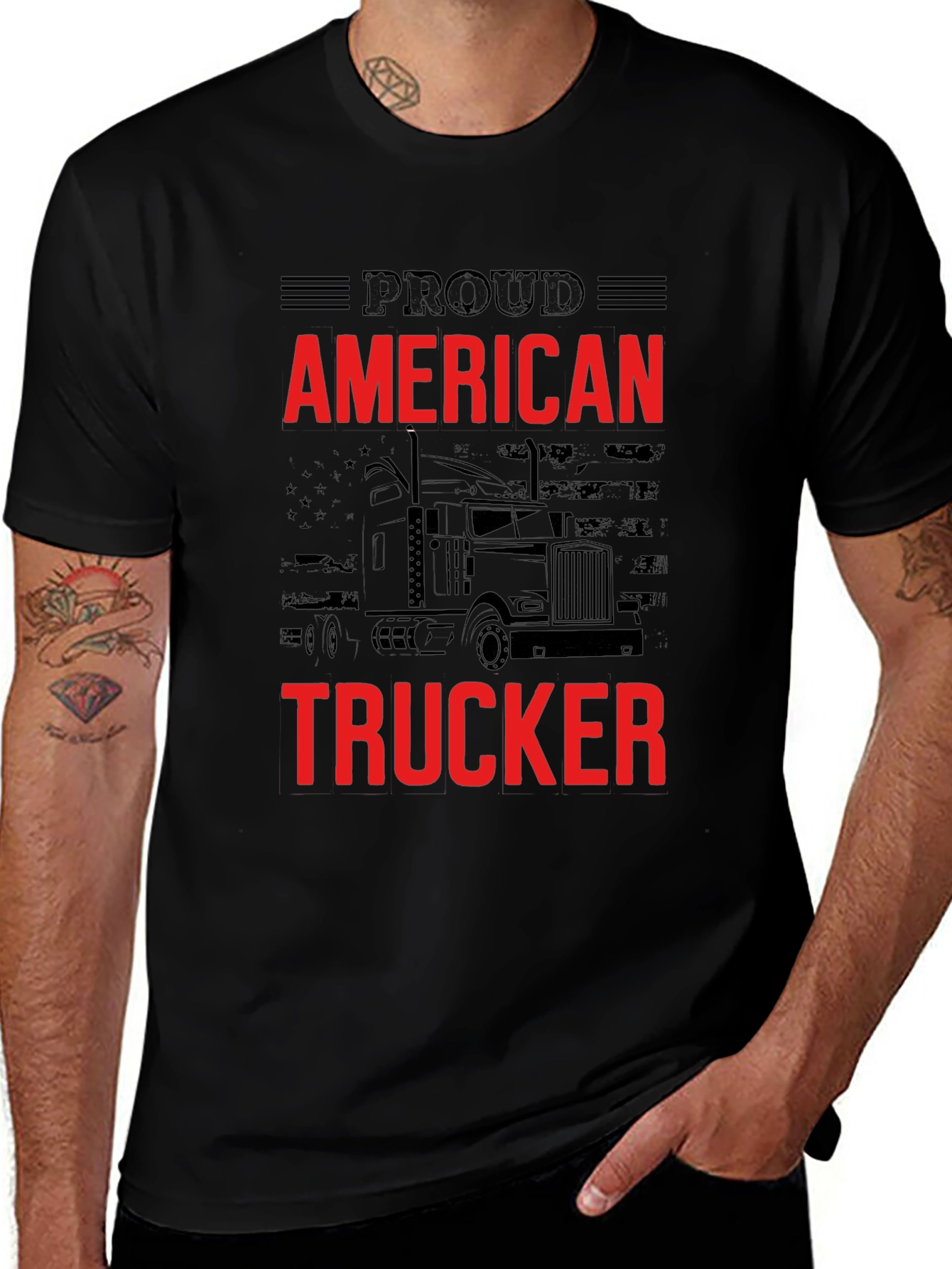 Proud American Trucker Graphic T-Shirt