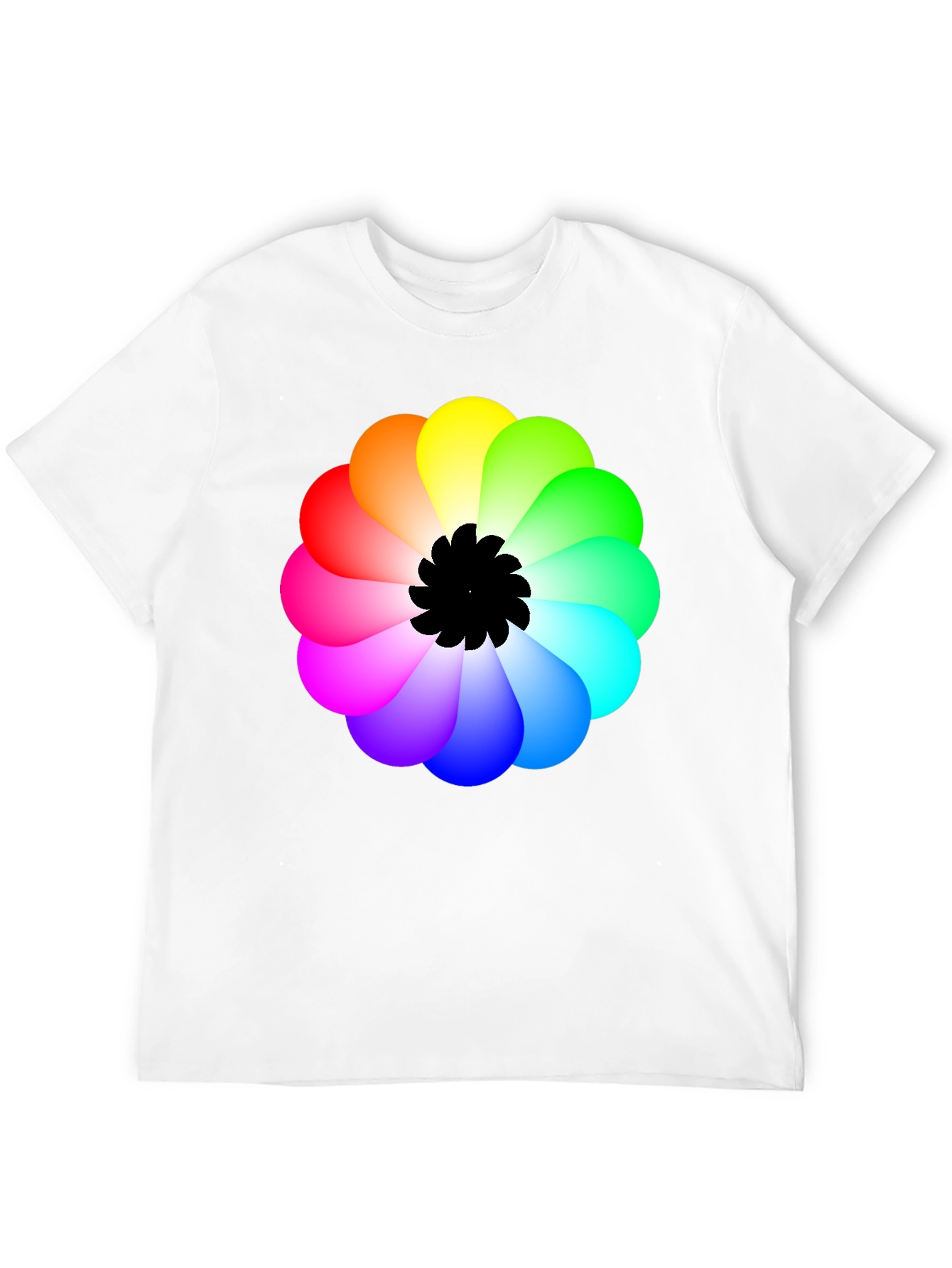 Rainbow Flower Graphic Black T-Shirt