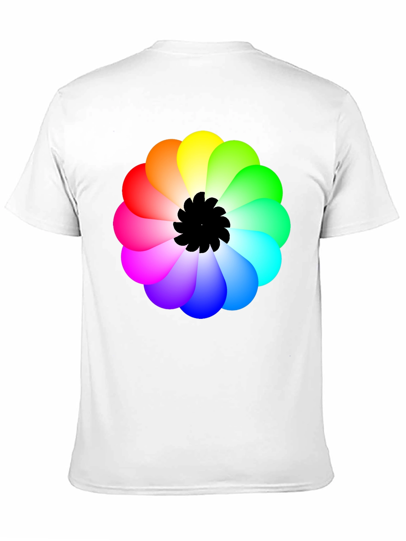 Rainbow Flower Graphic Black T-Shirt