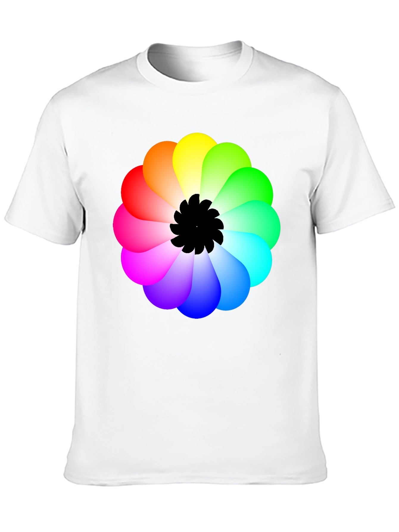 Rainbow Flower Graphic Black T-Shirt