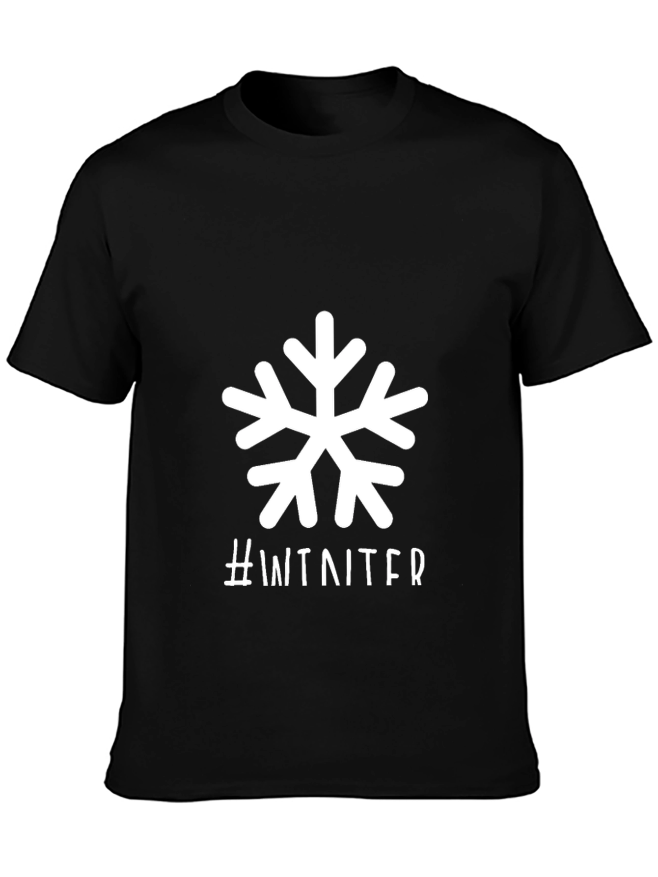 Winter Snowflake Graphic Tee - Black Short Sleeve