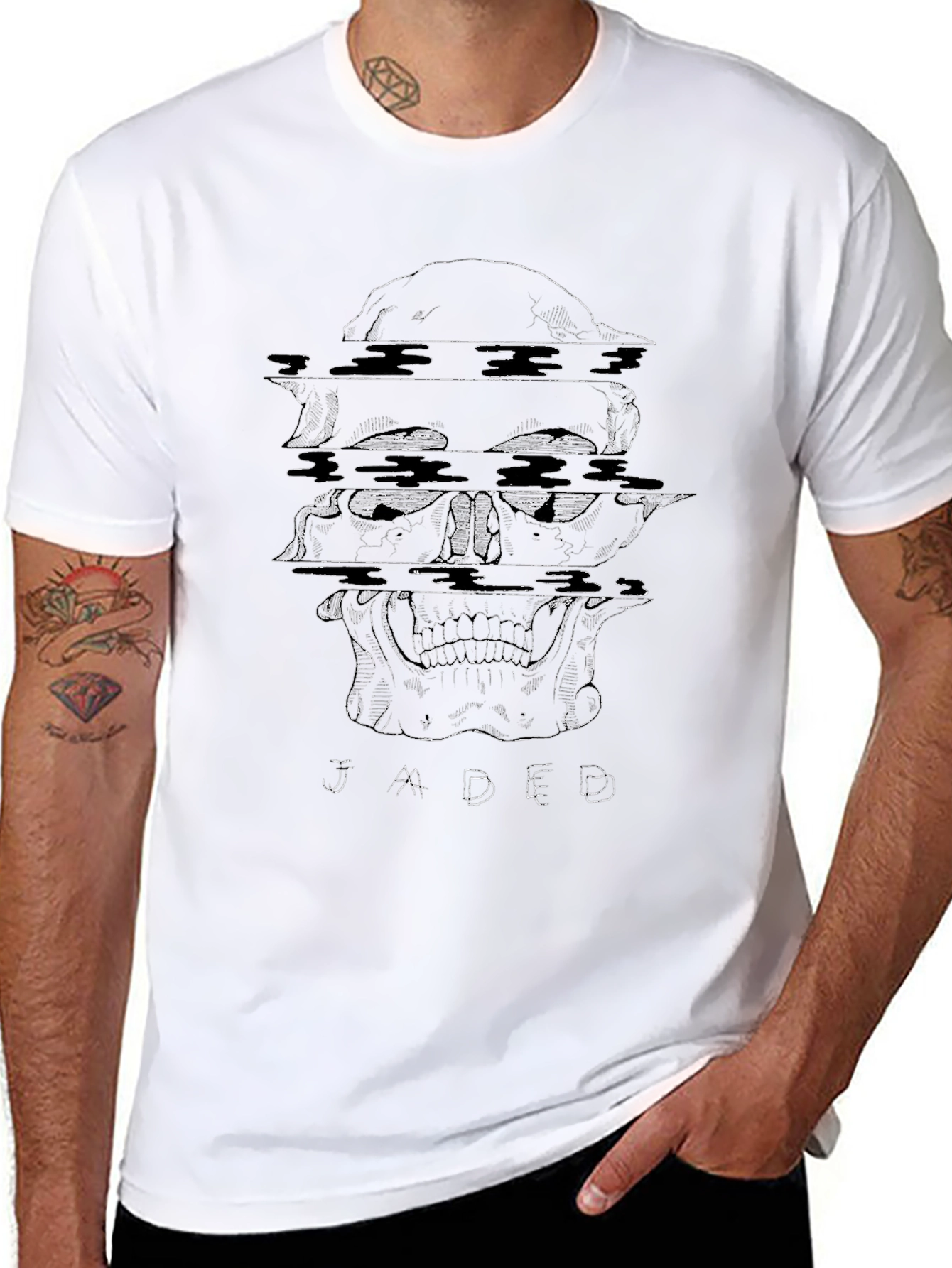 Glitch Skull Tee - Jaded Graphic T-Shirt