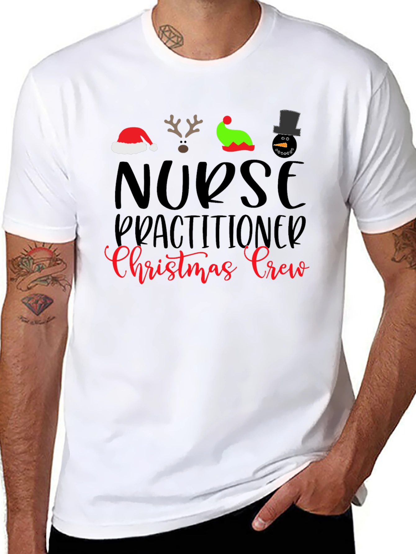 Nurse Practitioner Christmas Crew Black T-Shirt