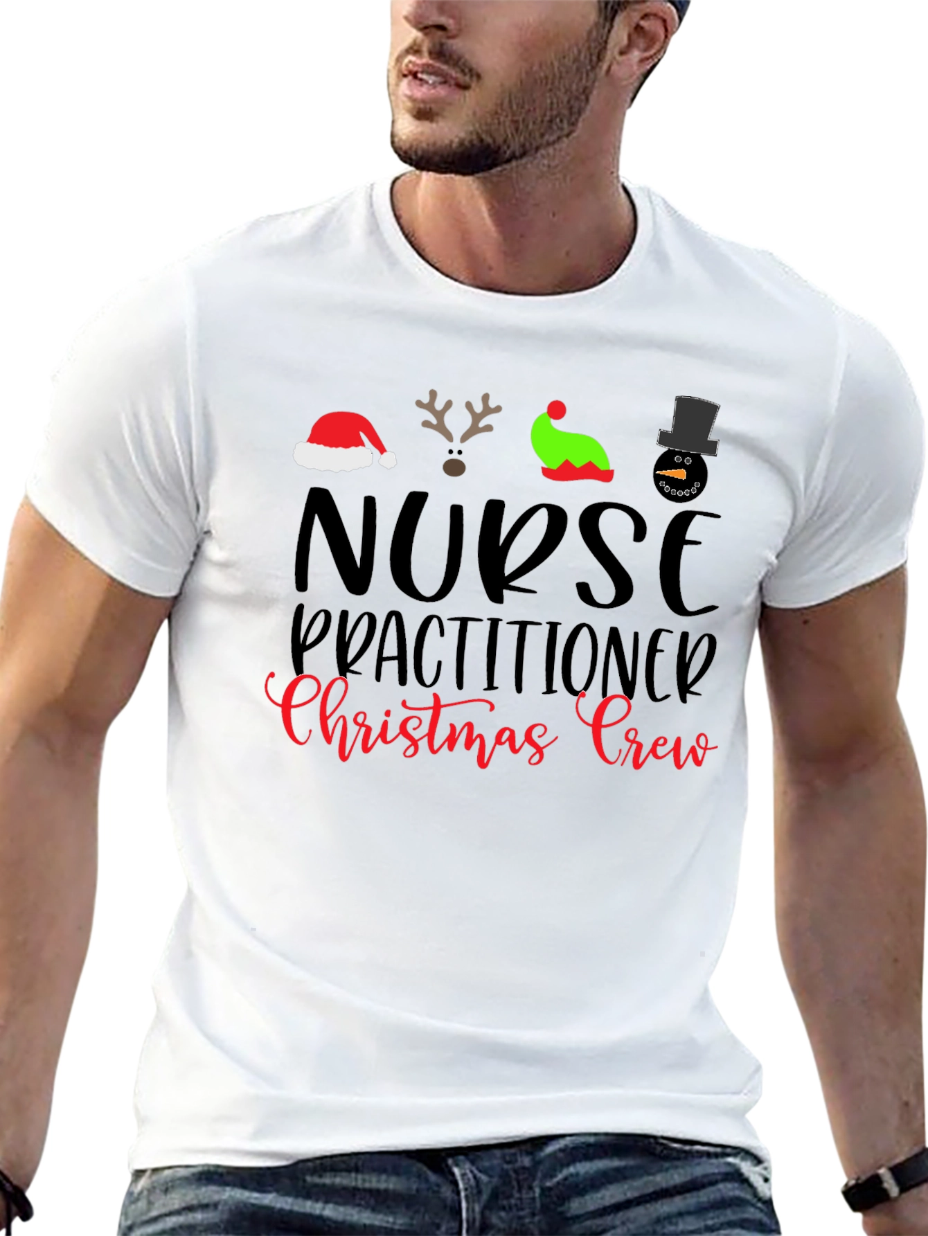 Nurse Practitioner Christmas Crew Black T-Shirt