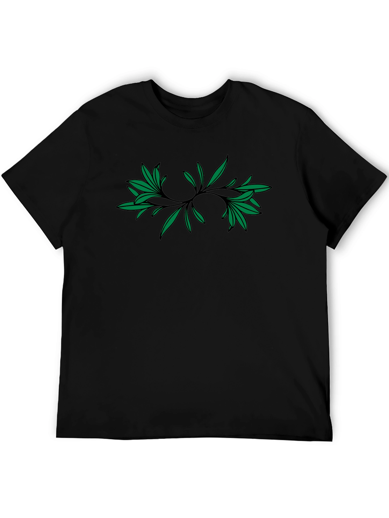 Green Leaf Black T-Shirt