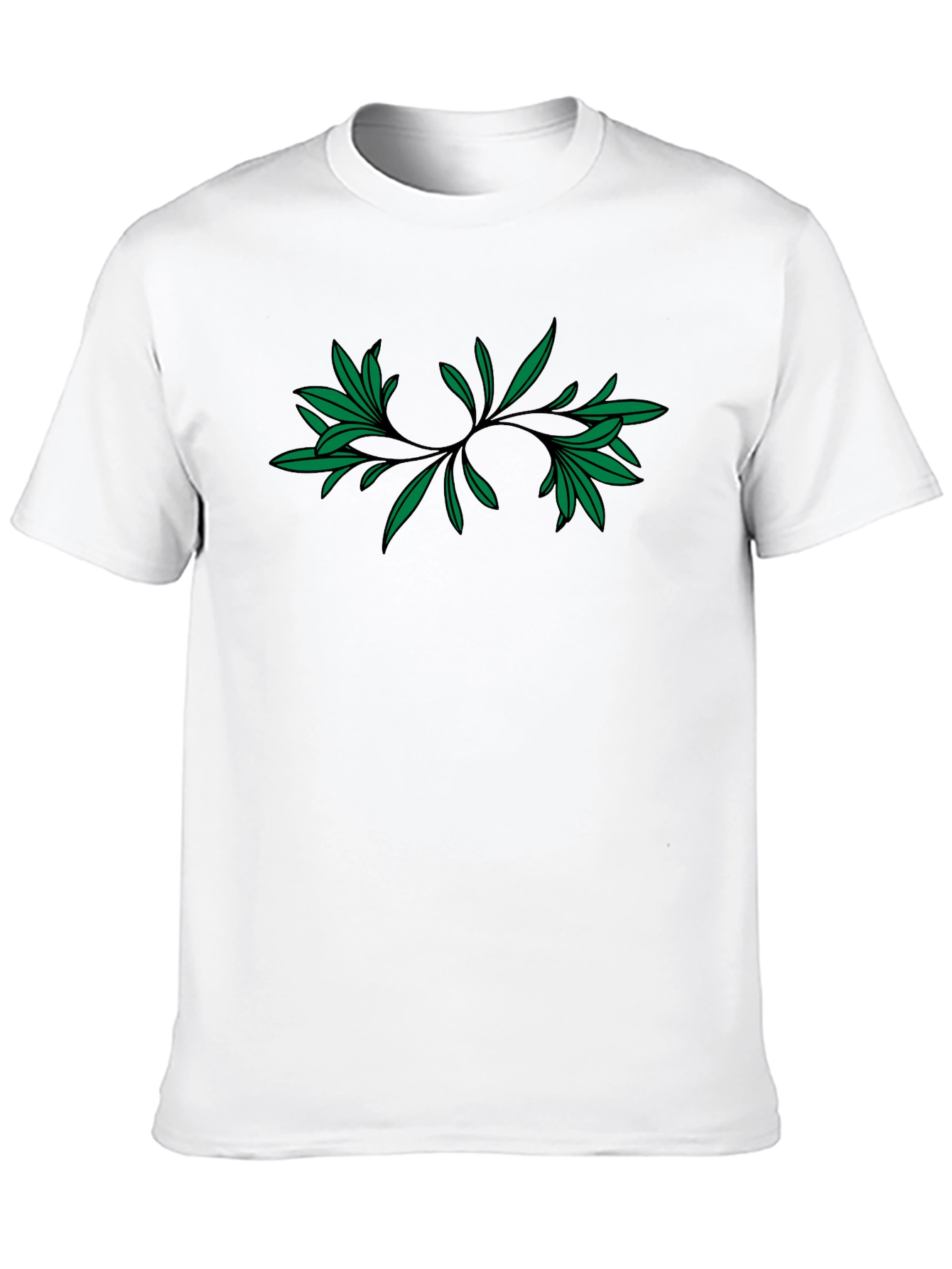 Green Leaf Black T-Shirt