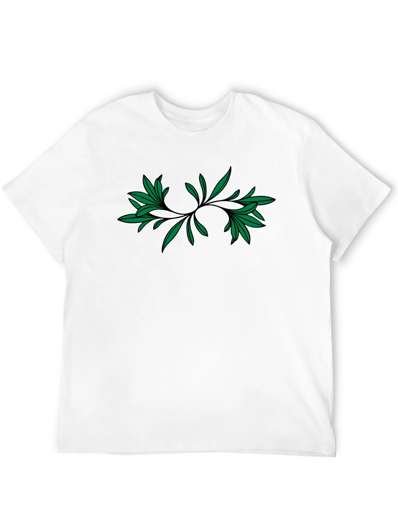 Green Leaf Black T-Shirt
