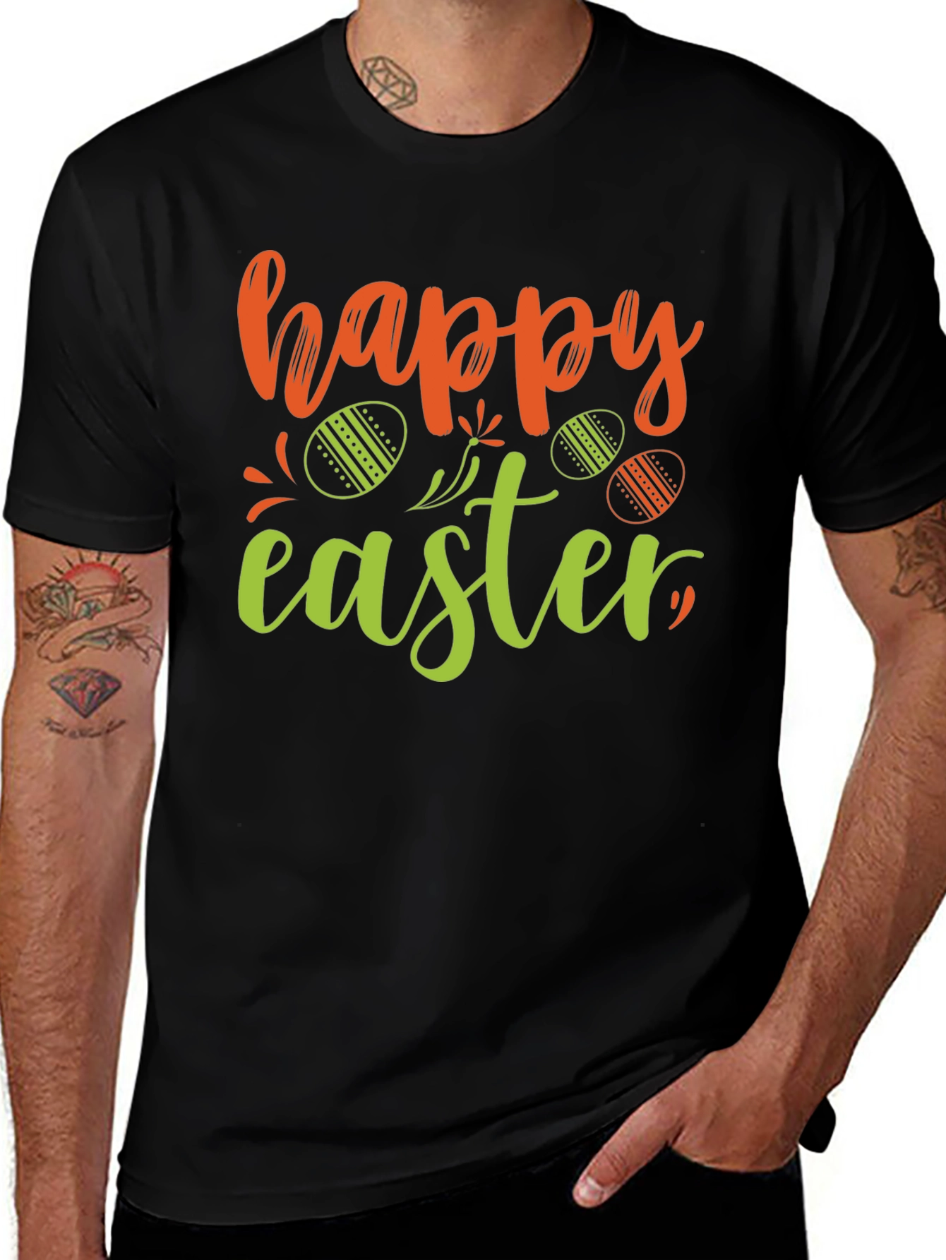Happy Easter T-Shirt Black Holiday Tee
