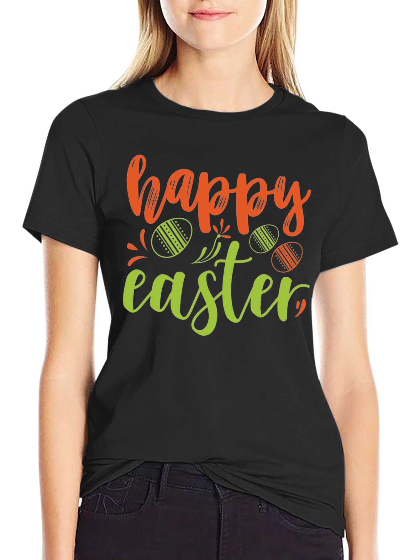 Happy Easter T-Shirt Black Holiday Tee
