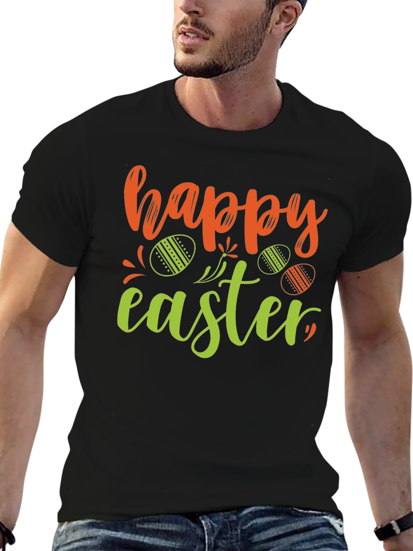 Happy Easter T-Shirt Black Holiday Tee