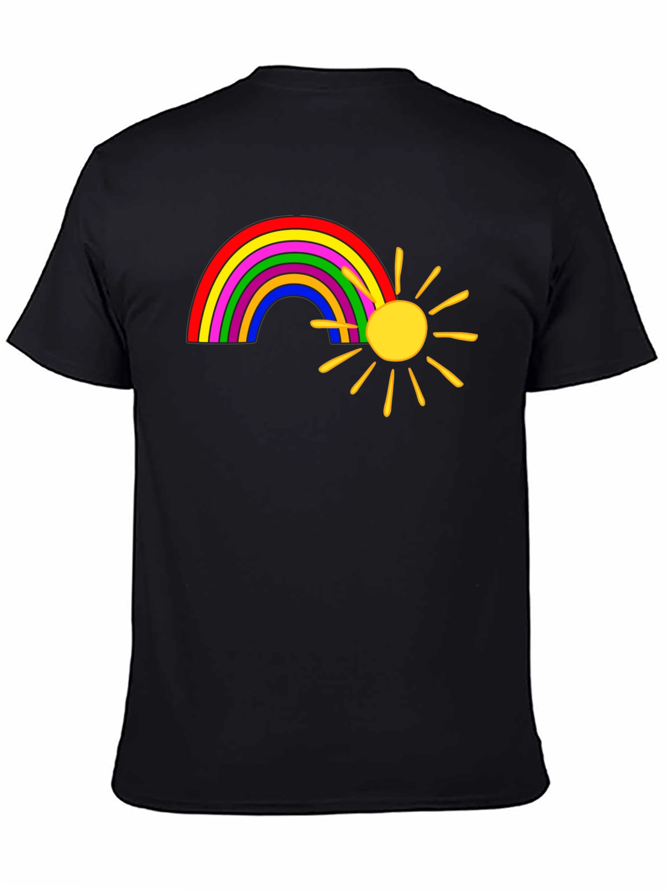 Rainbow and Sun Graphic Tee - Black