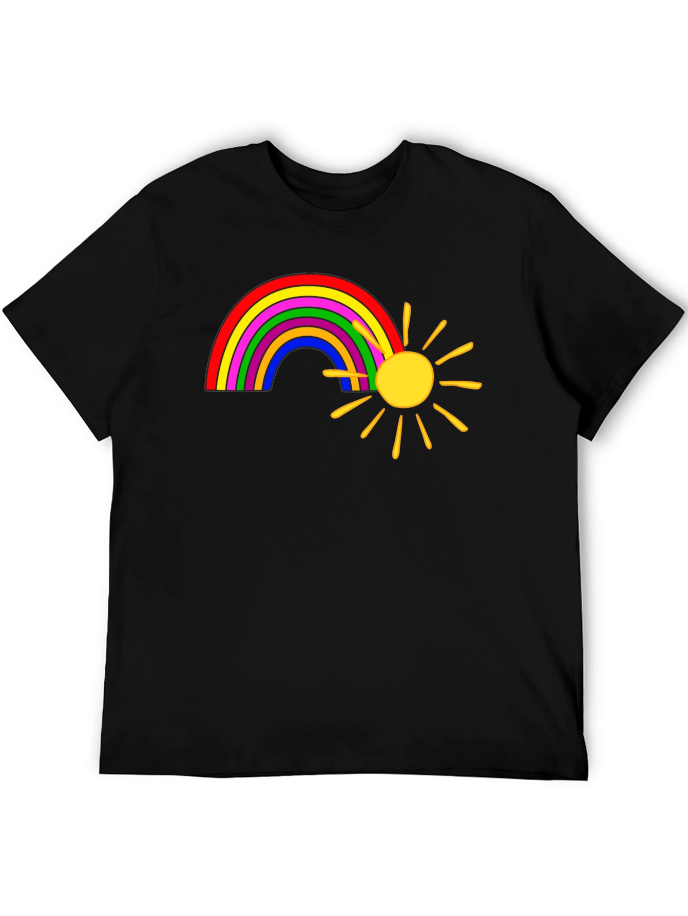 Rainbow and Sun Graphic Tee - Black