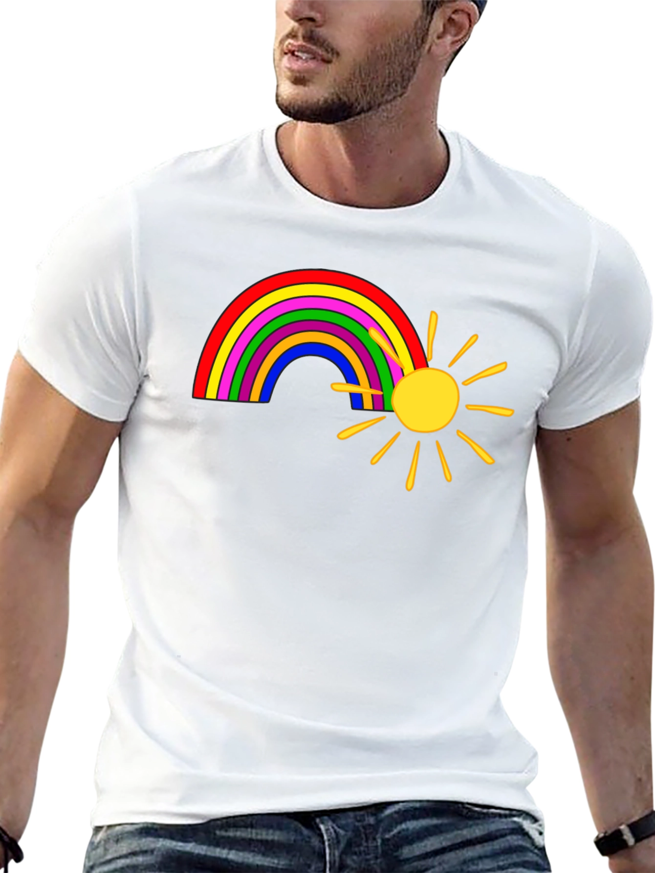Rainbow and Sun Graphic Tee - Black