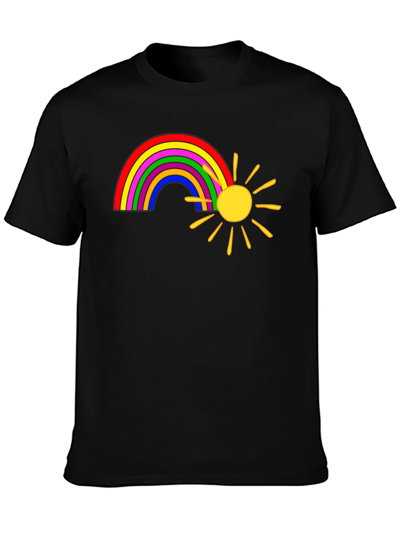 Rainbow and Sun Graphic Tee - Black