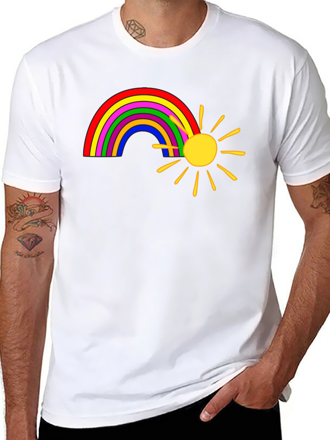 Rainbow and Sun Graphic Tee - Black