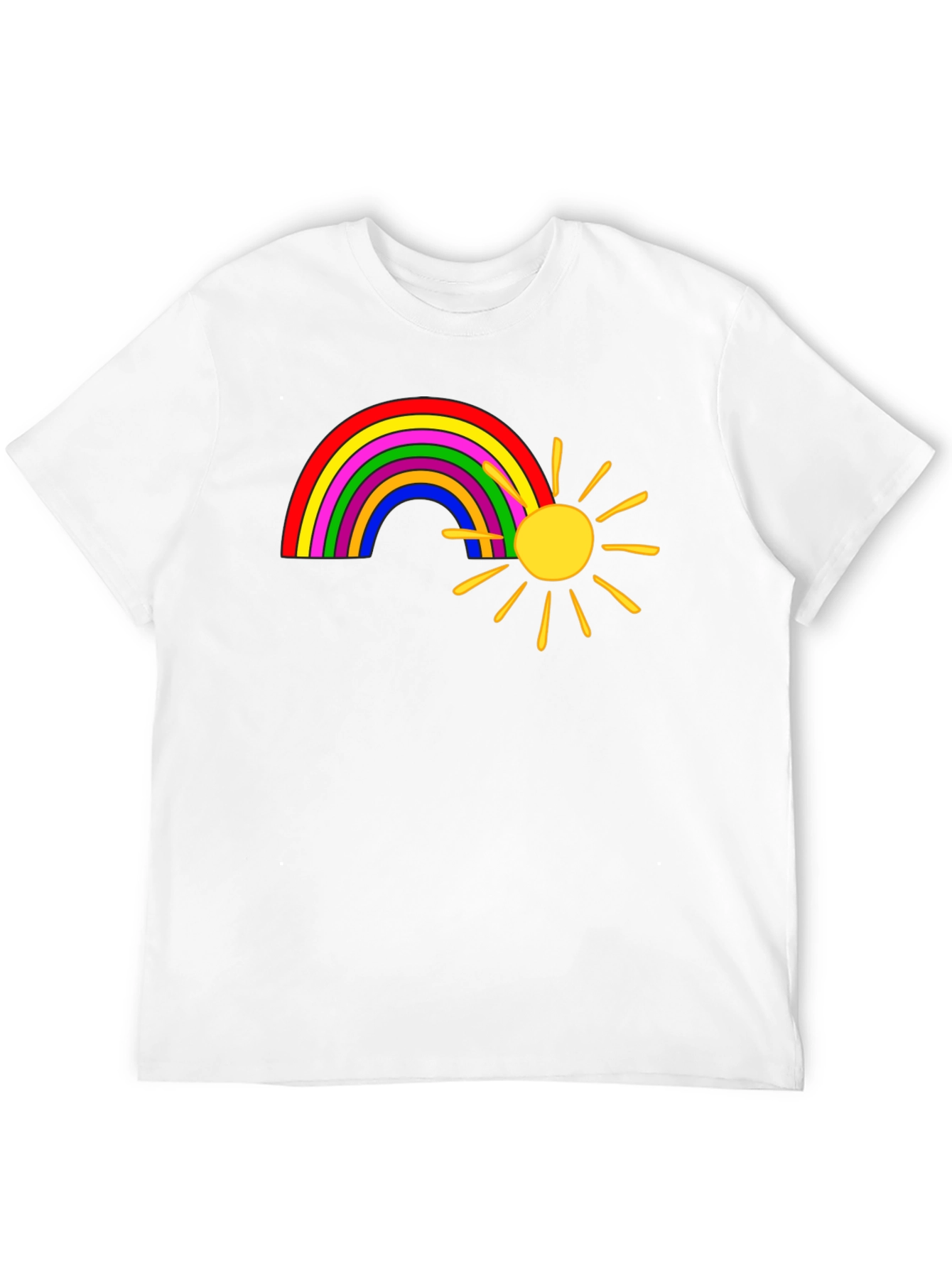 Rainbow and Sun Graphic Tee - Black