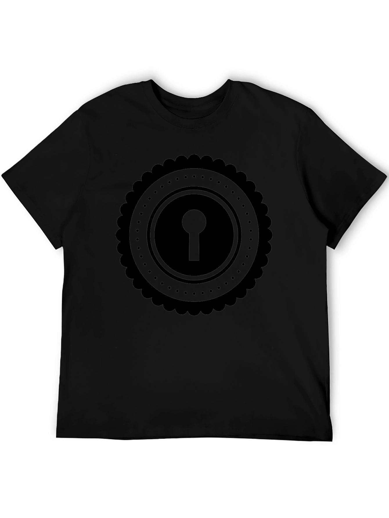 Keyhole Graphic Tee - Stylish Black Cotton T-Shirt