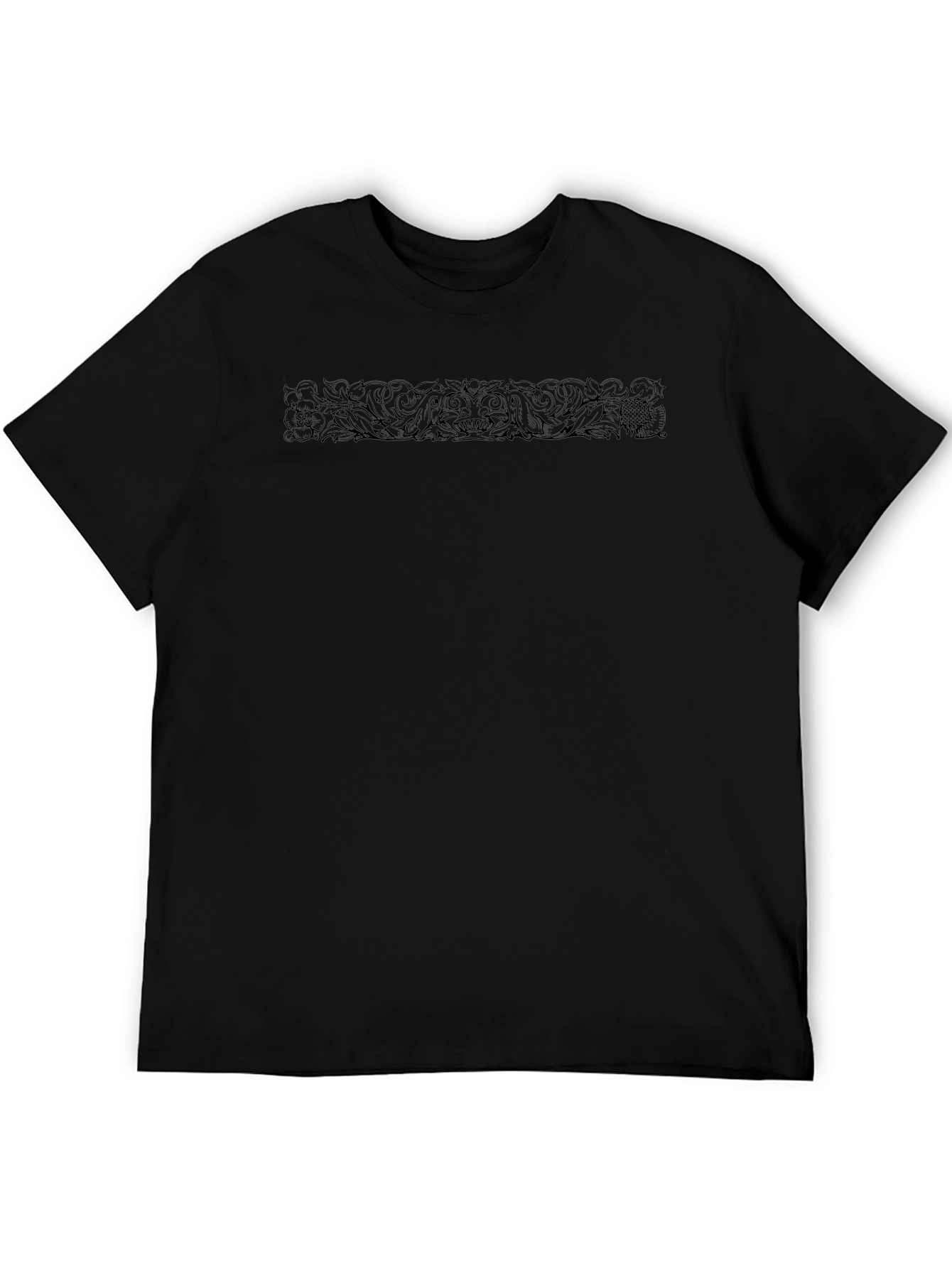 Mens Black Graphic Print Crew Neck T-Shirt