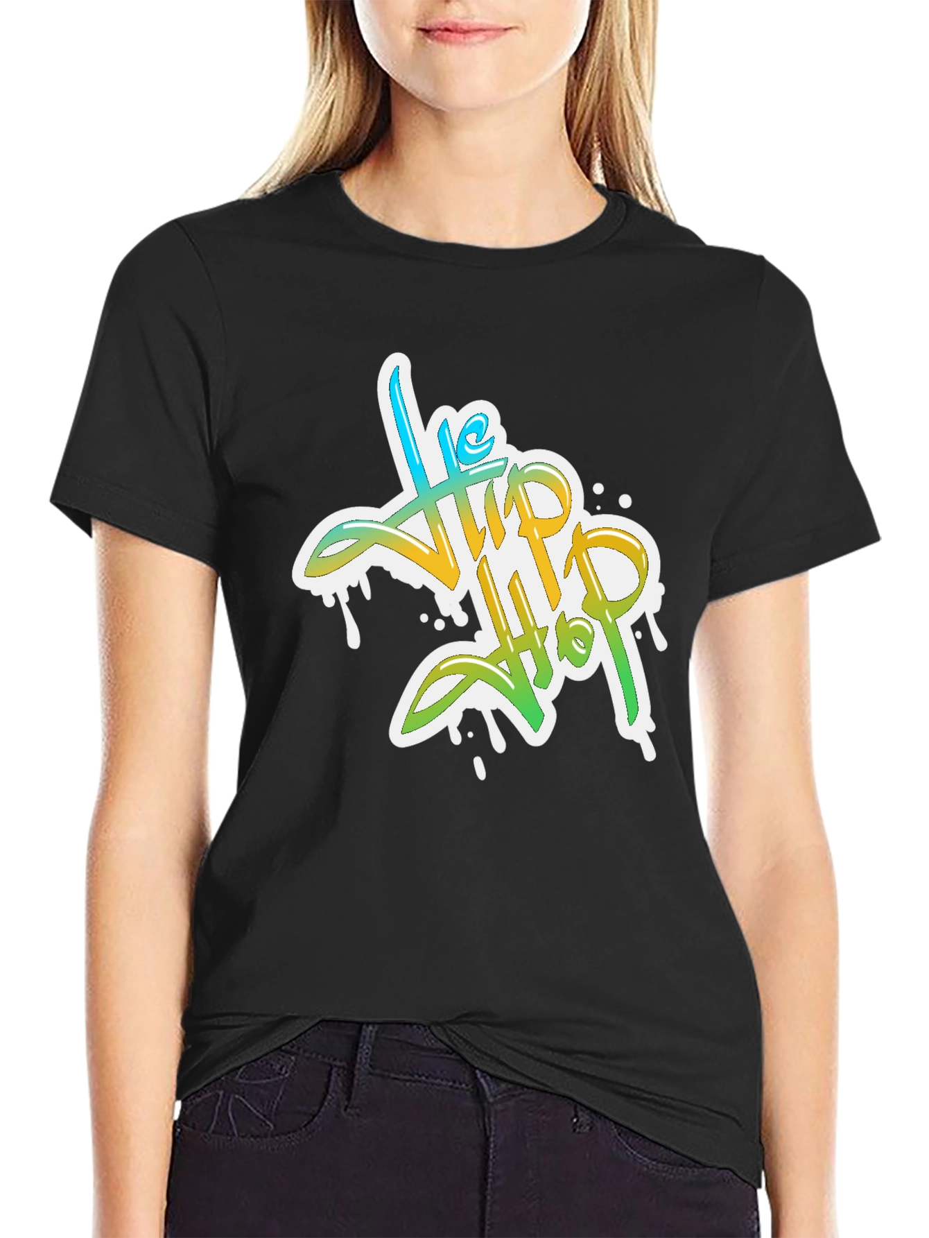 Stylish Hip Hop Graphic Print Black T-Shirt