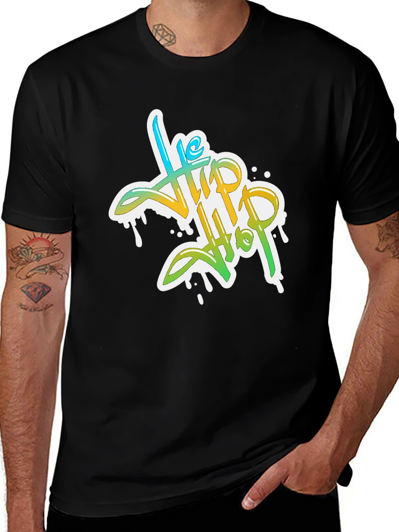 Stylish Hip Hop Graphic Print Black T-Shirt