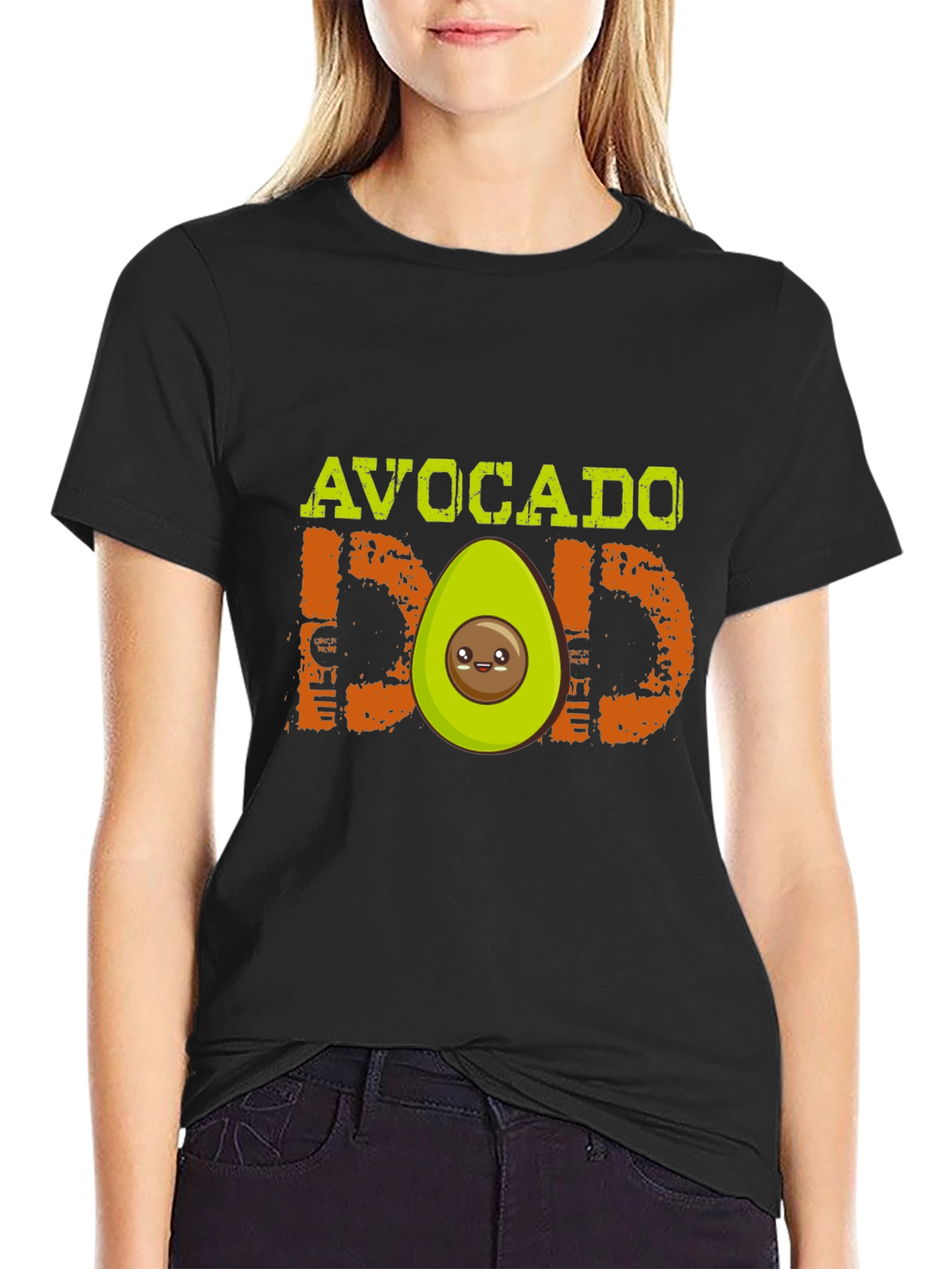 Avocado Dad Graphic T-Shirt - Black Cute Design