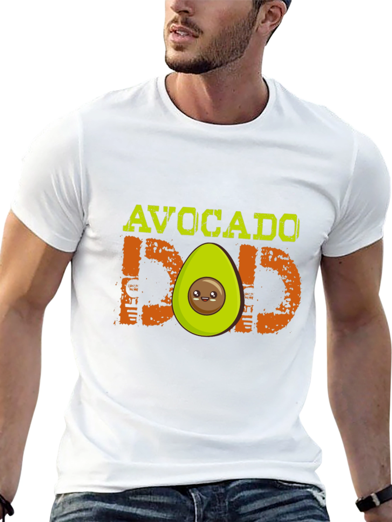 Avocado Dad Graphic T-Shirt - Black Cute Design