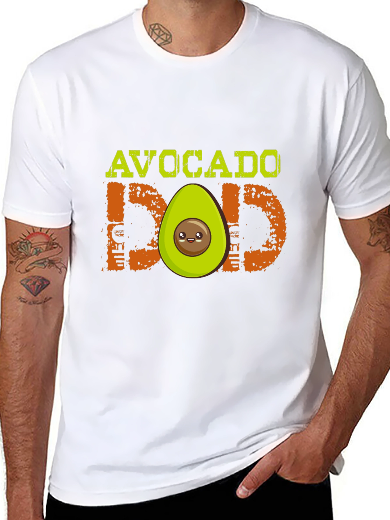Avocado Dad Graphic T-Shirt - Black Cute Design