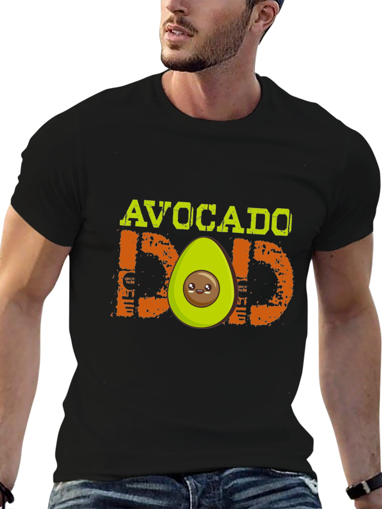 Avocado Dad Graphic T-Shirt - Black Cute Design
