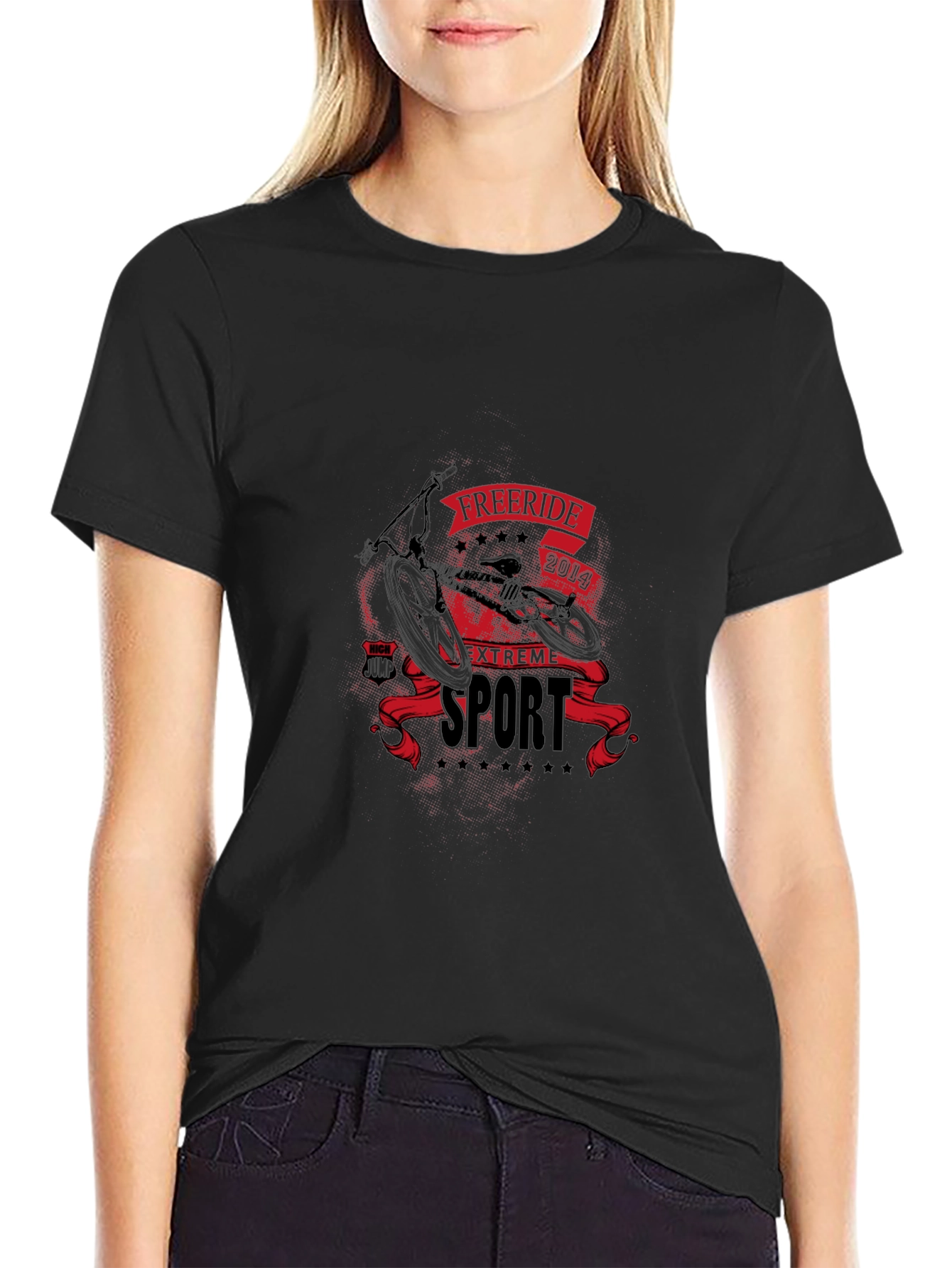 Freeride Extreme Sport Graphic Tee - Black