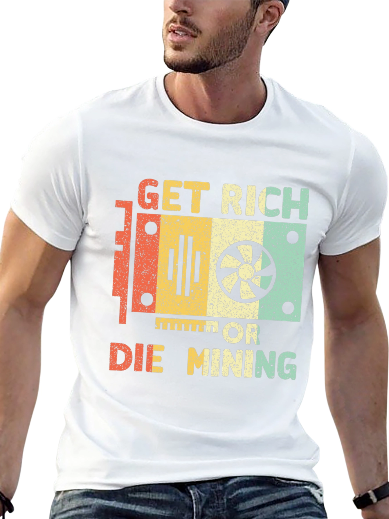 Get Rich or Die Mining Graphic T-Shirt