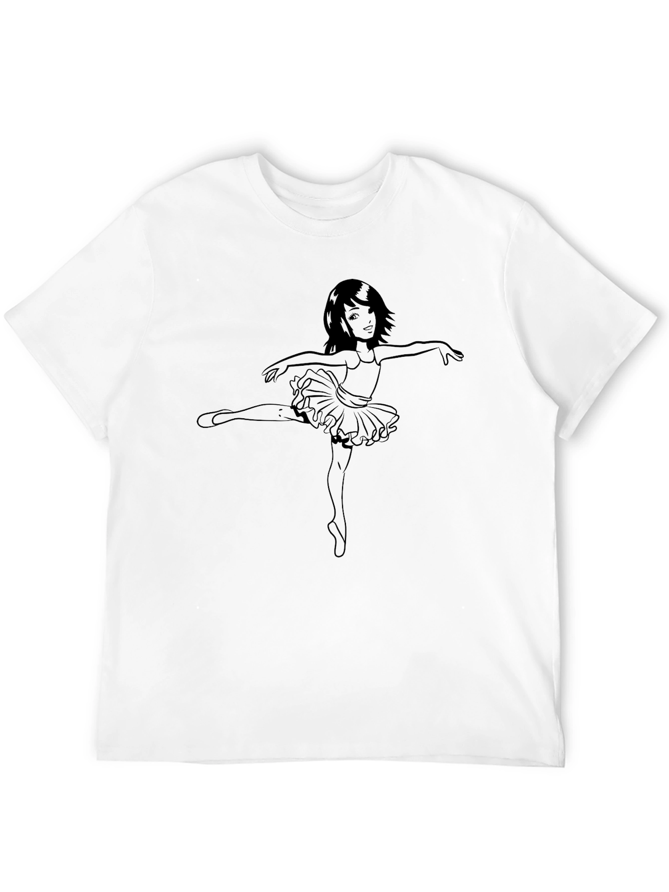 Ballerina Girl Graphic Tee - Black Cotton T-Shirt