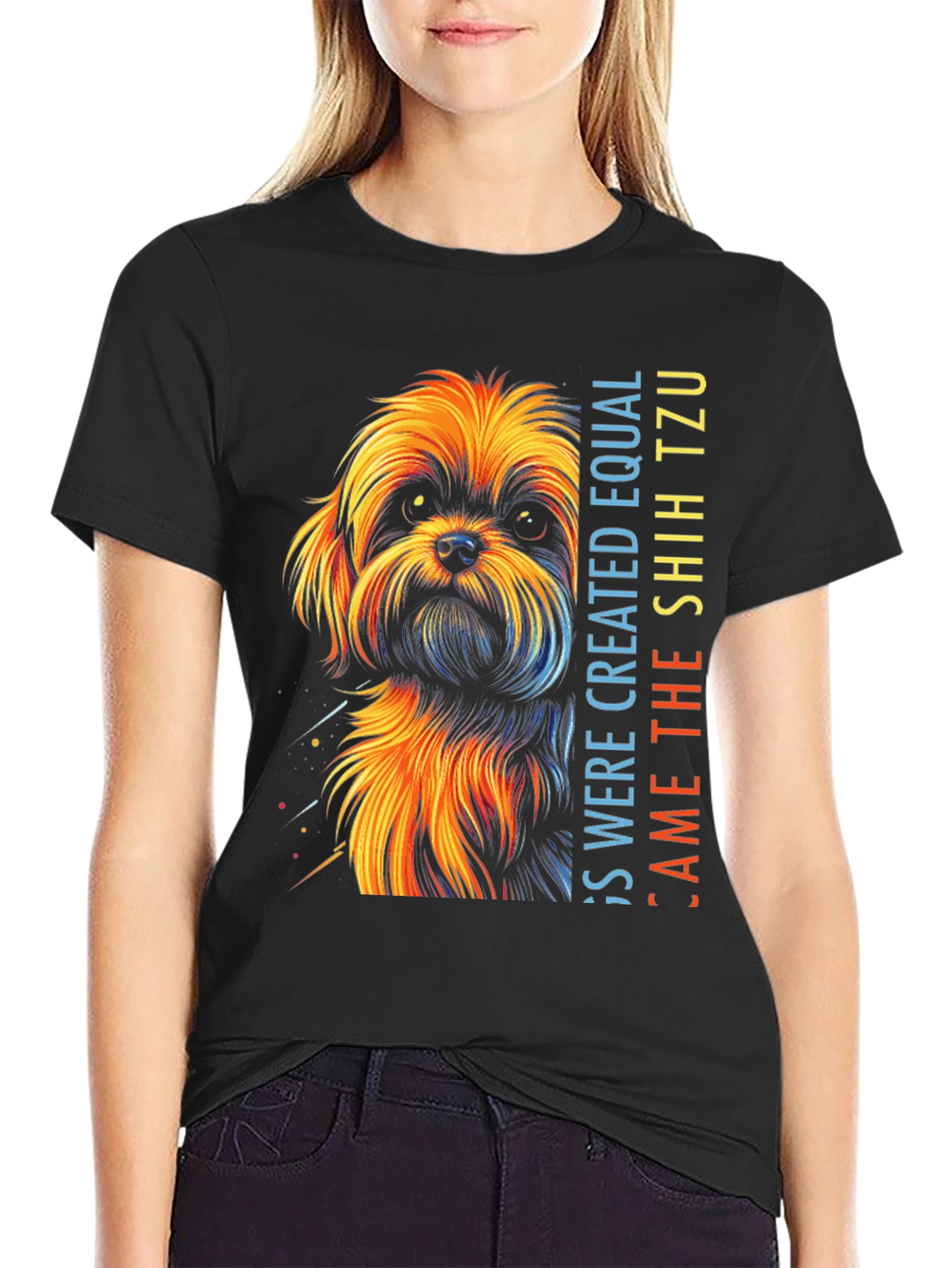 Shih Tzu Dog Graphic T-Shirt - Unisex Black Tee