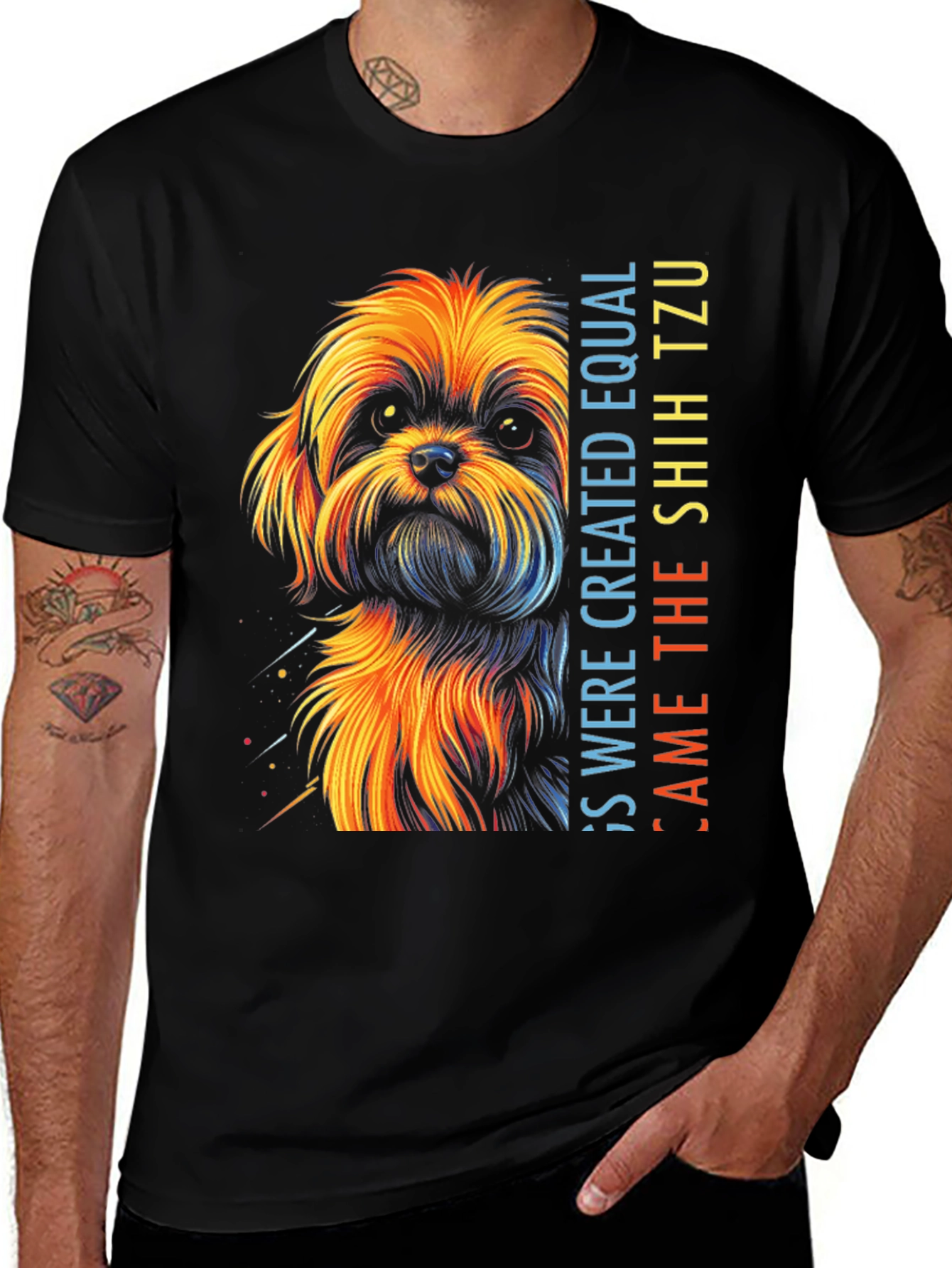 Shih Tzu Dog Graphic T-Shirt - Unisex Black Tee
