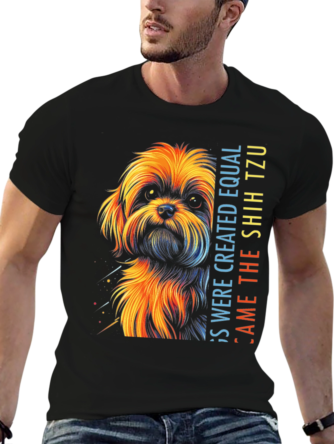 Shih Tzu Dog Graphic T-Shirt - Unisex Black Tee