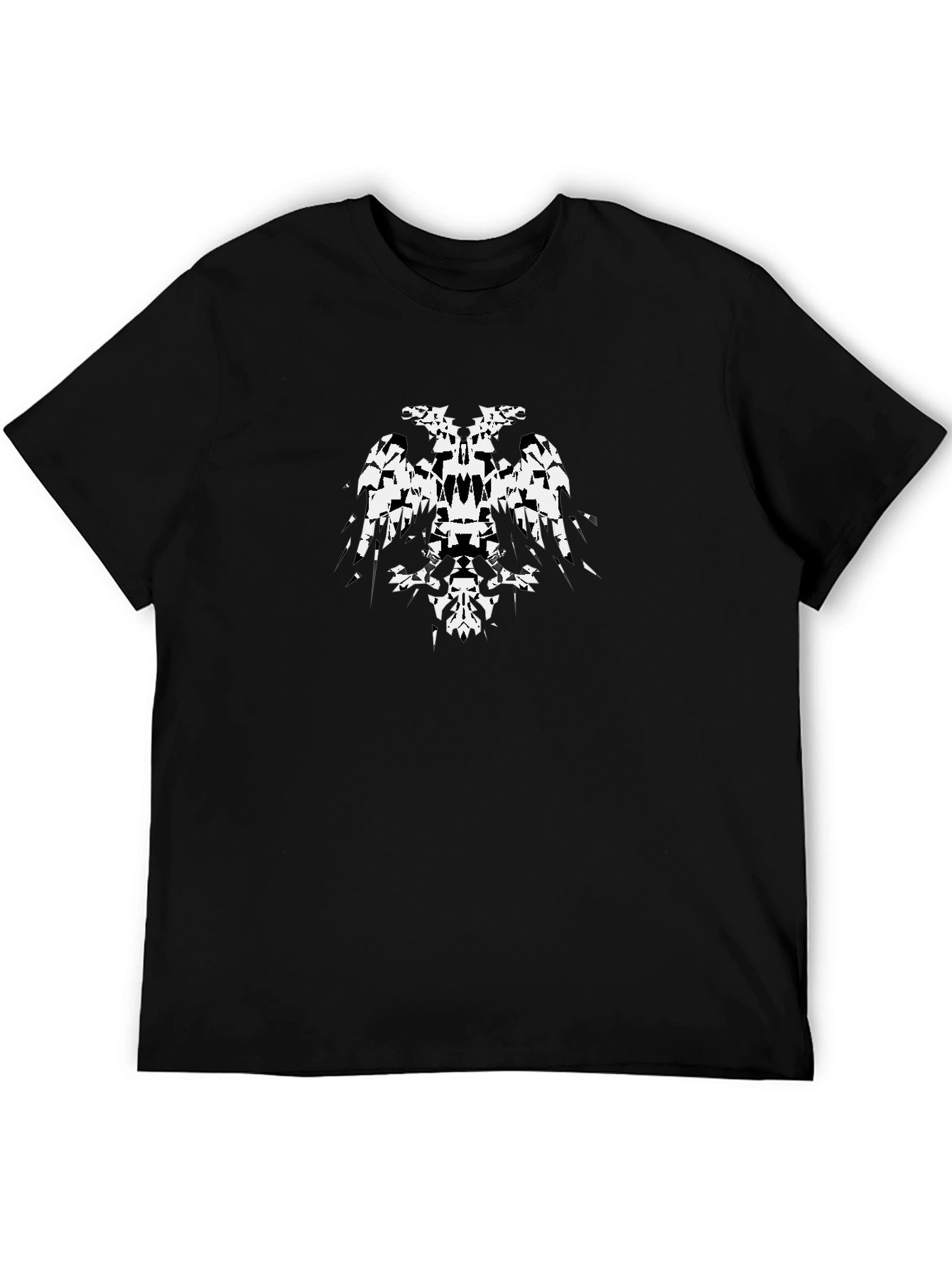 Abstract Black T-Shirt with 2-Headed Eagle