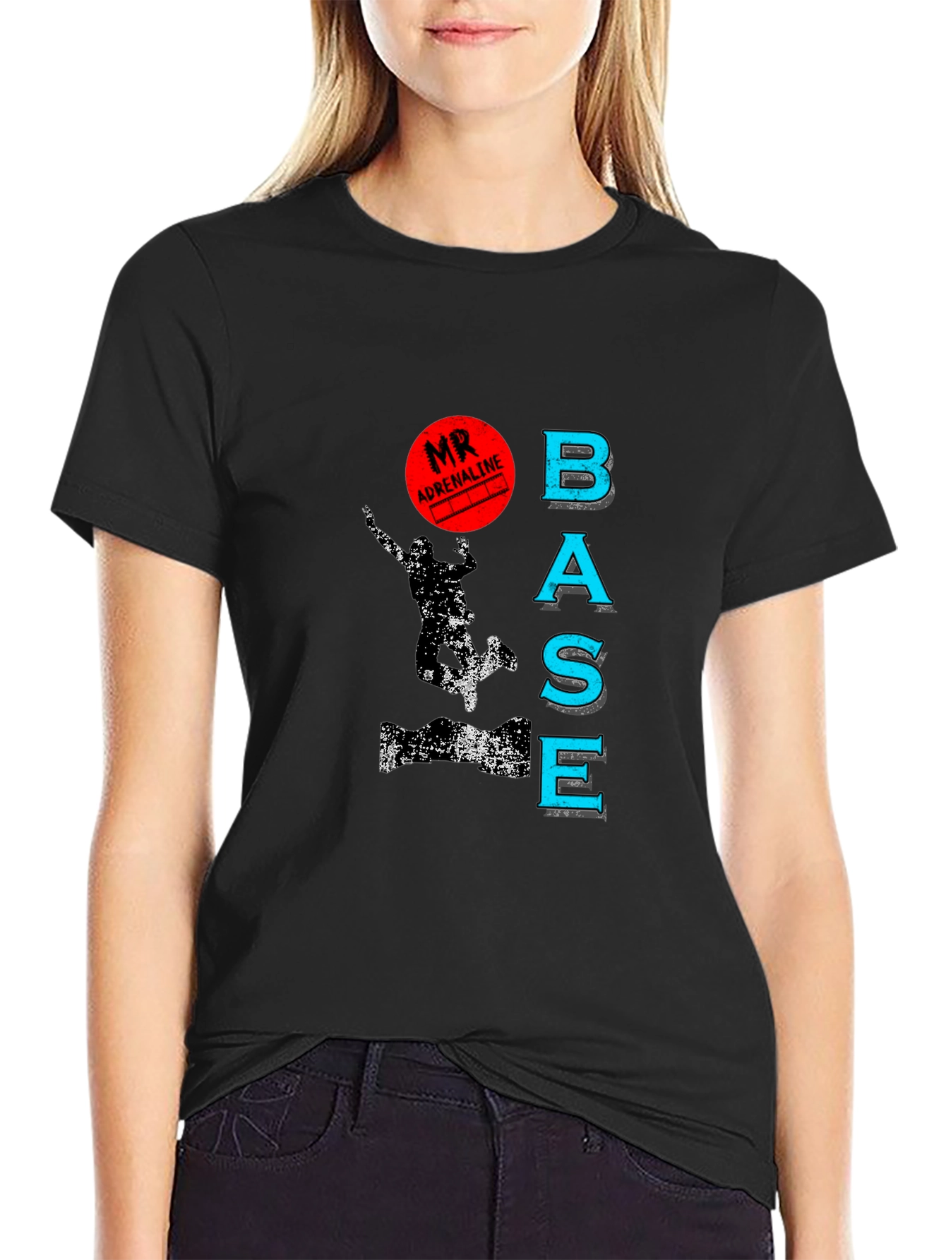 Mr. Adrenaline BASE Jump Black Graphic Tee
