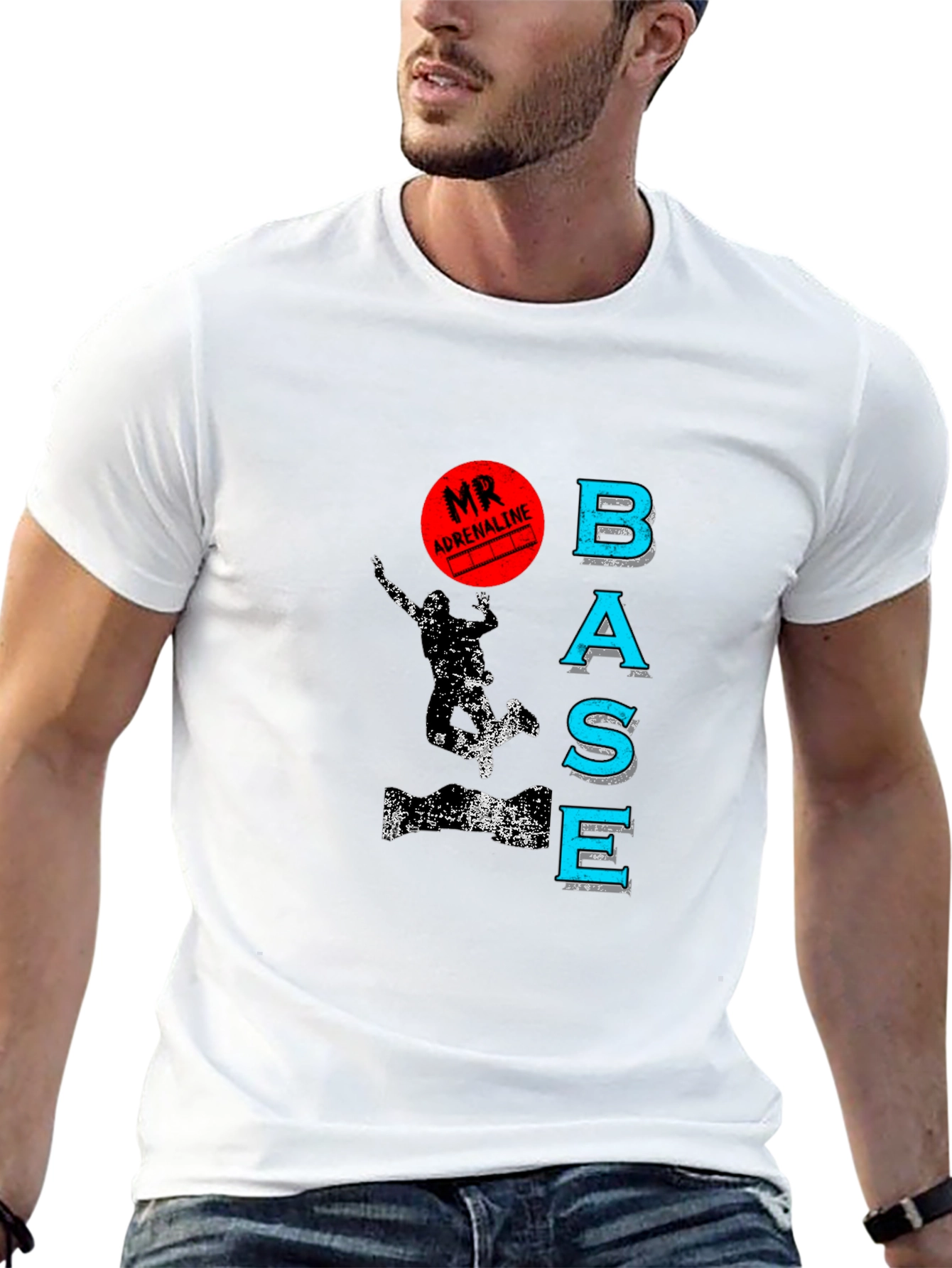 Mr. Adrenaline BASE Jump Black Graphic Tee
